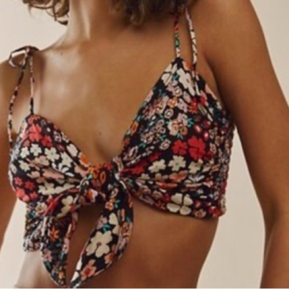 Free People Ava Reversible Floral Tie Micro Top             size XL - Picture 1 of 10